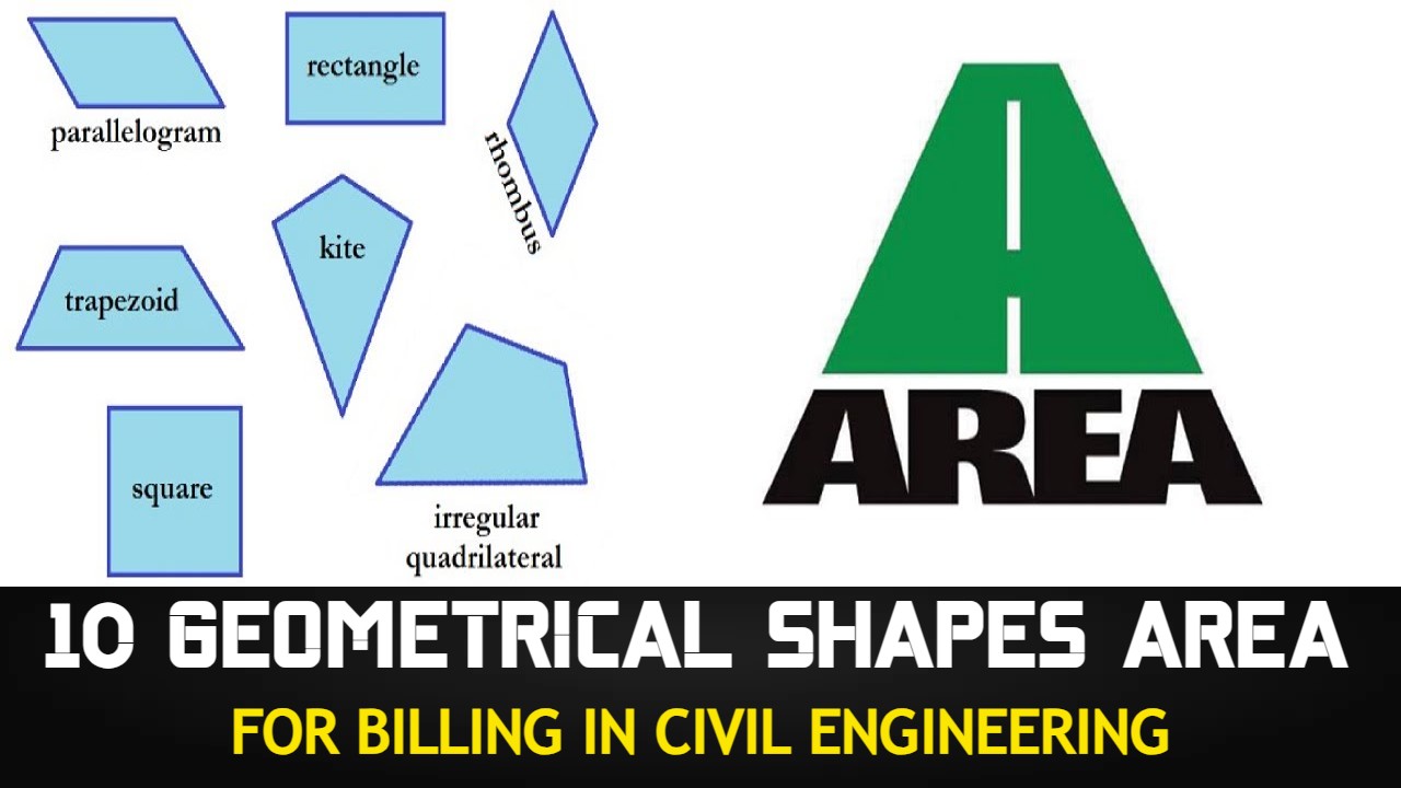 10 geometrical shapes area for Billing in Civil Engineering