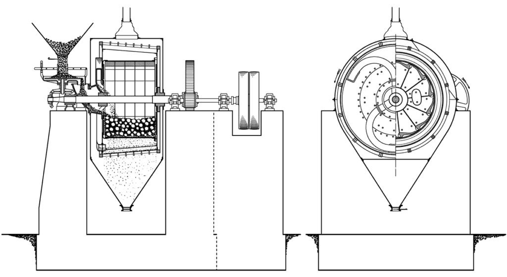 vertical section of a ball Mill