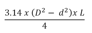 formula of volume of hollow pipe