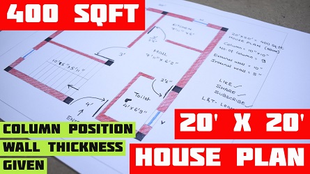 20' x 20' House Plan | 20' x 20' Ghar ka Nakha || 400 Sqft Home Plan with Design