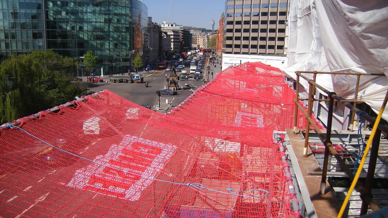 red construction safety nets